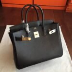 Black Imitation Designer Hermes Birkin 35cm Purse - Image 6