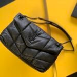PUFFER MEDIUM CHAIN BAG IN DENIM AND SMOOTH LEATHER