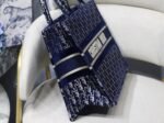Dior Medium Book Tote Bag Knockoff in Blue Velvet Oblique Embroidered - Image 4