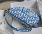 Dior Saddle Bag Fake in Cornflower Blue Dior Oblique Embroidery - Image 9