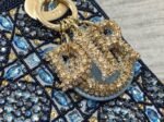 Dior Lady Dior Mini Chain Bag Replica in Satin with Blue Bead Embroidery - Image 7