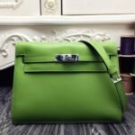 Green Swift Leather Top Replica Hermes Kelly Danse Convertible Bag