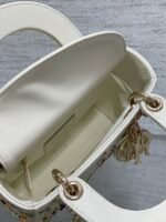 Dior Lady Dior Mini Bag Knockoff in White Calfskin with Multicolor Small Flowers - Image 2