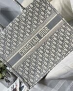 Dior Large Book Tote Bag Replica in Grey Dior Oblique Embroidery - Image 7