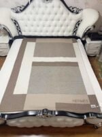 Best replica Hermes H Riviera blanket in beige wool and cashmere - Image 10