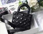 Dior Small Lady Dior My ABCDior Bag Fake in Black Calfskin with Diamond Motif - Image 9