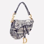 Dior Saddle Bag Replica in Blue Toile de Jouy Embroidery