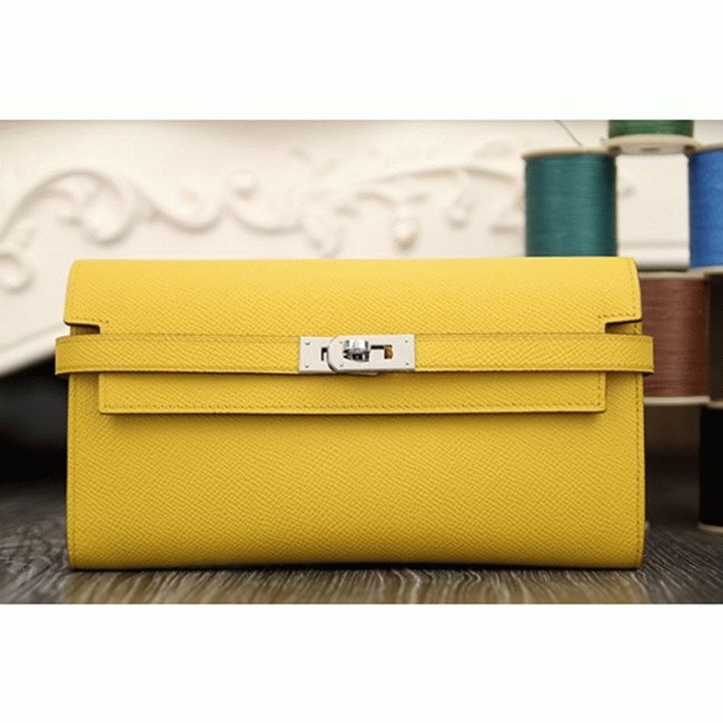 DC9E19CA-49DE-10BB-293C-4BAF791DD95D.jpg Yellow replica Hermes Kelly Longue wallet - Image 1