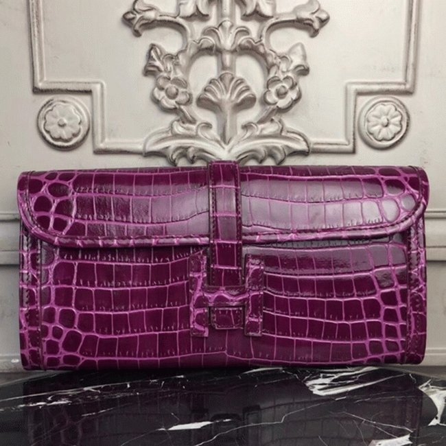 DCD1434B-723F-E153-5A80-E6C7EBEC2BC9.jpg Fuchsia Crocodile Leather Knockoff Hermes Jige Elan 29 Bold Clutch - Image 1