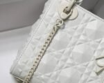 Dior Lady Dior Mini Bag Knockoff in White Calfskin with Diamond Motif - Image 9