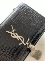 Fake Saint Laurent Kate Small Tassel Bag Noir Crocodile-embossed Leather - Image 3