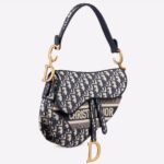 Dior Saddle Bag Replica in Blue Dior Oblique Embroidery