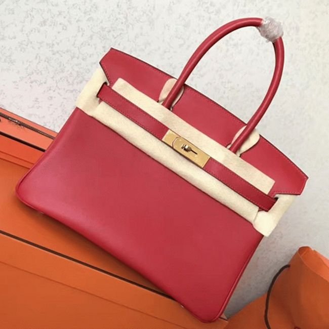 DDFE285C-5D53-21CF-47EF-DD7BF1E5F6F5.jpg Red Luxury Knockoff Hermes Birkin 30cm Purse - Image 1