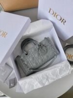 Dior Lady D-Joy Medium Bag Knockoff in Grey Calfskin with Diamond Motif - Image 6