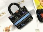 Dior Lady D-Lite Medium Bag Faux in Black Pixel Zodiac Embroidery - Image 3