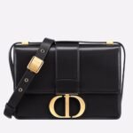 Dior 30 Montaigne Medium Bag Replica in Black Box Calfskin