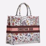 Dior Large Book Tote Bag Replica in White Multicolor Florilegio Embroidery