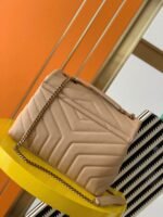 Fake Saint Laurent LouLou Small Chain Bag Beige - Image 3