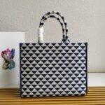 Prada Symbole Large Bag Fake in White/Blue Jacquard Fabric - Image 3