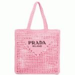 Prada Small Tote Bag Imitation in Pink Woven Raffia
