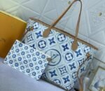 Louis Vuitton LV By The Pool Monogram Tiles Canvas Neverfull MM Tote In Lagoon Blue - Image 2