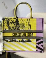 Dior Large Book Tote Bag Faux in Yellow D-Jungle Pop Embroidery - Image 3