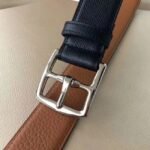Black epsom leather fake Hermes Etriviere belt - Image 4