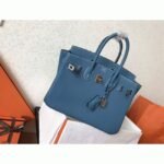 Luxury Hermes Birkin 25cm Counterfeit in Blue Jean Color - Image 3