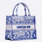 Dior Large Book Tote Bag Fake in Blue Transparent Toile de Jouy Canvas