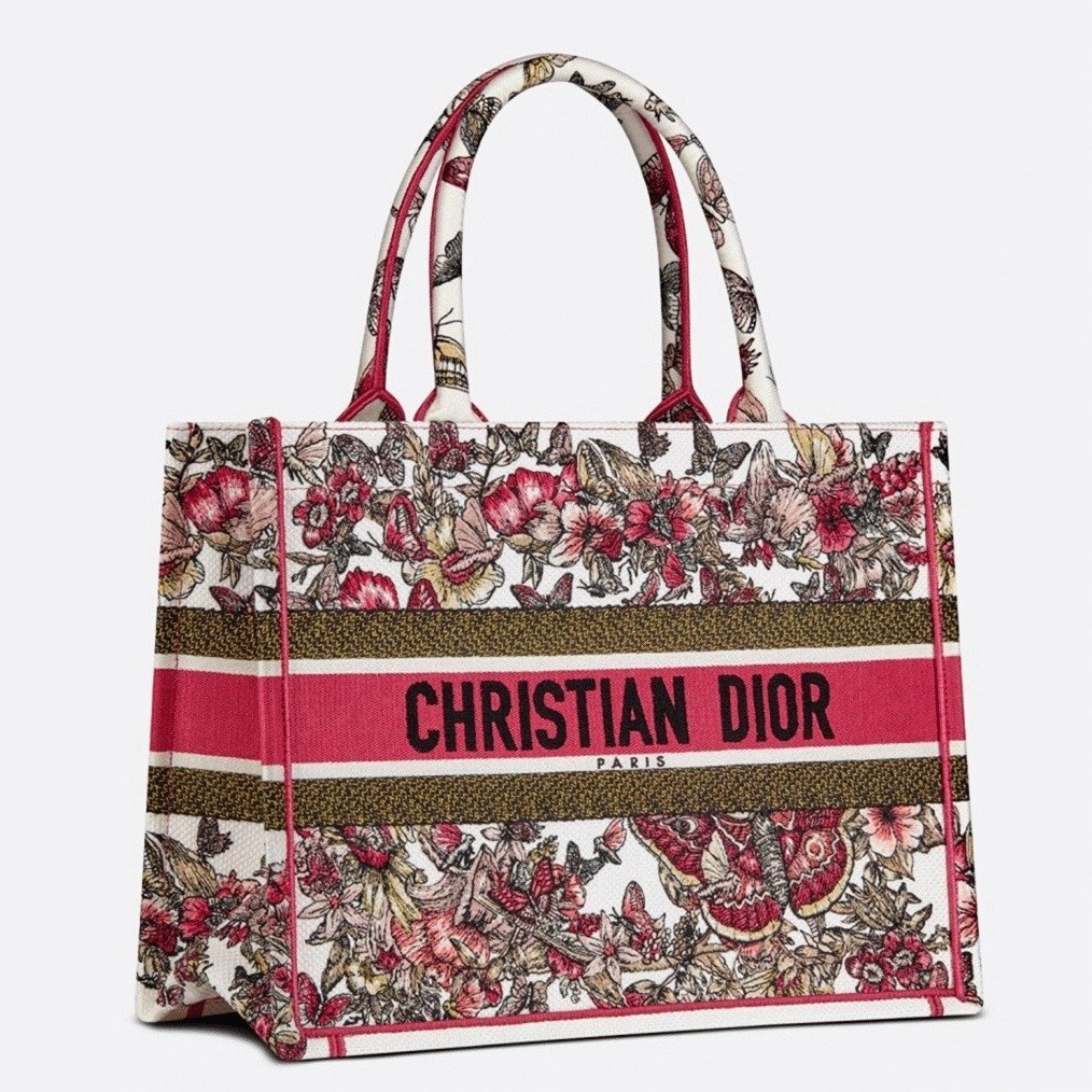 E1D3506D-5A1B-6A62-FFF2-88A1234ACD64.jpg Dior Medium Book Tote Bag Fake in Multicolor Butterfly Embroidery - Image 1