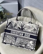 Dior Medium Book Tote Bag Fake in Blue Toile de Jouy Palms Embroidery - Image 2