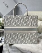 Dior Large Book Tote Bag Replica in Grey Dior Oblique Embroidery - Image 6