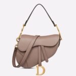 Dior Saddle Bag with Strap Faux in Warm Taupe Grained Calfskin