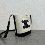 Top Quality Fake Celine Small Bucket Cuir Triomphe In White Textile - Image 3
