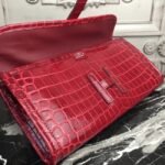 Top luxury dark red crocodile leather replica Hermes Jige Elan clutch bag - Image 2