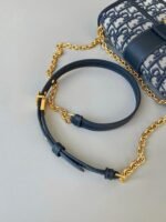 Dior 30 Montaigne East-West Bag with Chain Knockoff in Blue Oblique Jacquard - Image 3