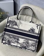 Dior Medium Book Tote Bag Fake in Blue Toile de Jouy Palms Embroidery - Image 4
