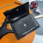 Fake Saint Laurent Sunset Medium Chain Bag Noir Crocodile-embossed Leather - Image 7