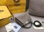 Top Quality Knockoff Fendi Peekaboo Mini Selleria Grey Bag with Python Leather Handle - Image 3
