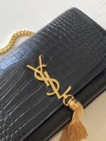 Replica Saint Laurent Kate Medium Tassel Bag Black Crocodile-embossed Leather - Image 2