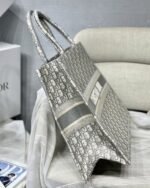Dior Large Book Tote Bag Replica in Grey Dior Oblique Embroidery - Image 4