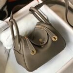 Replica Hermes Lindy Mini handbag in taupe color