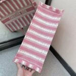 Dior Large Book Tote Bag Replica in Pink Stripes Embroidery - Image 2