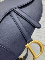 Dior Saddle Bag with Strap Replica in Indigo Blue Grained Calfskin - Image 7