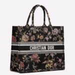 Dior Large Book Tote Bag Faux in Black Jardin Botanique Embroidery