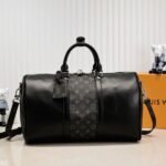 Louis Vuitton Taiga Leather Keepall Bandouliere 50 Travel Bag In Black