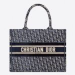 Dior Medium Book Tote Bag Knockoff in Blue Velvet Oblique Embroidered