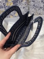 Dior Mini Book Tote Bag Imitation in Blue Velvet Oblique Embroidered - Image 2