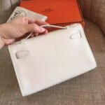 White Epsom Fake Hermes Kelly Pochette Clean Look Mini Bag - Image 4