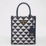 Prada Symbole Micro Bag Replica in White/Blue Jacquard Fabric
